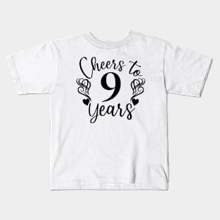 Cheers To 9 Years - 9th Birthday - Anniversary Kids T-Shirt